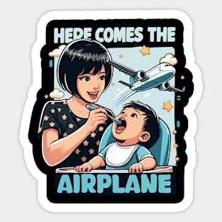 Here Comes The Airplane Mom Son Funny Mother's Day Saying Sticker